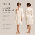 VELSÉE Women’s 19 Momme Mulberry Silk Cami Nightdress and Lace Robe Set, Luxury 2-Piece Silk Loungewear