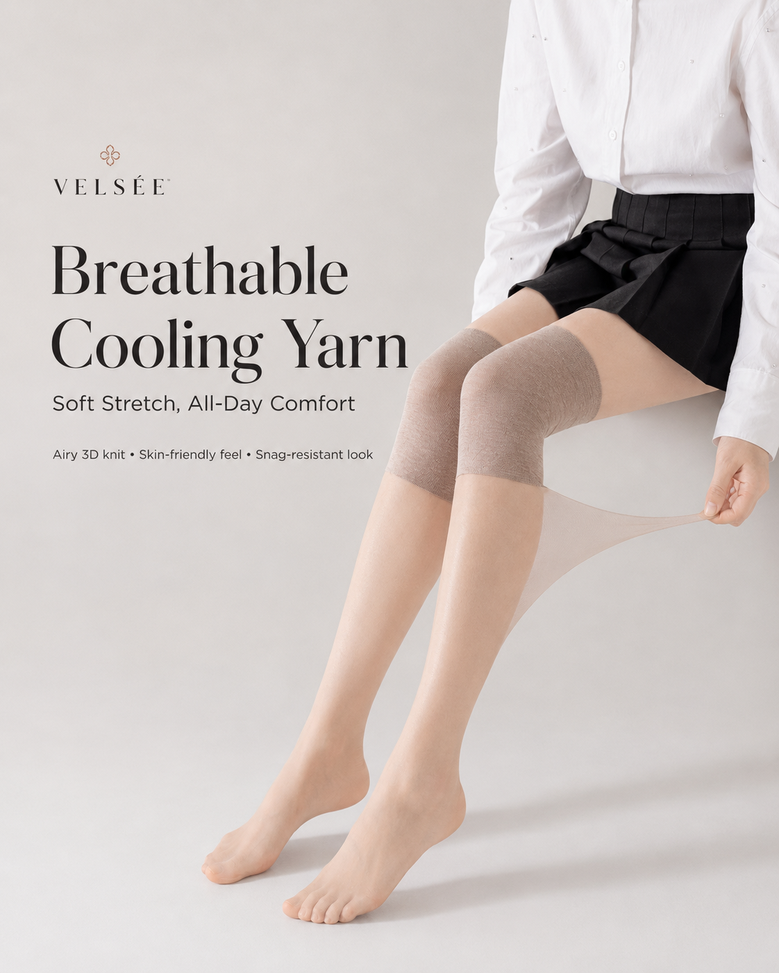VELSÉE Women’s Cooling Knee High Stocking Sleeves Anti-Slip Summer Leg Covers for Dresses